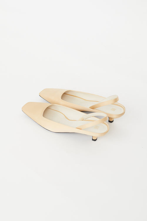 Totême Beige Satin Slingback Mule