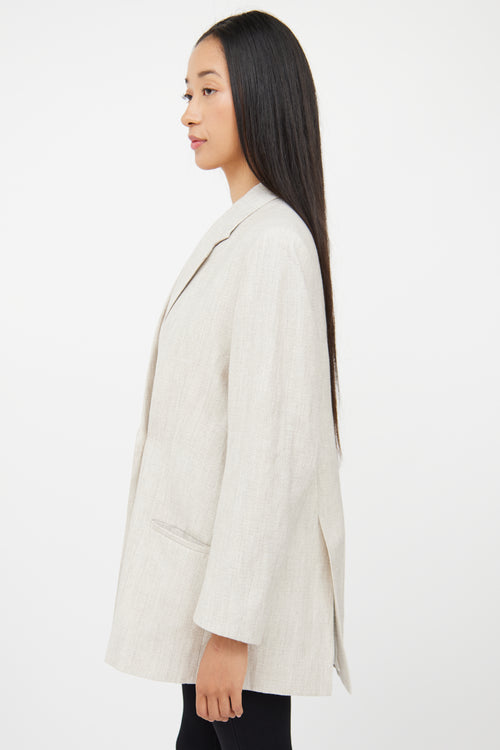 Totême Beige Wool 
Linen Double Breasted Blazer