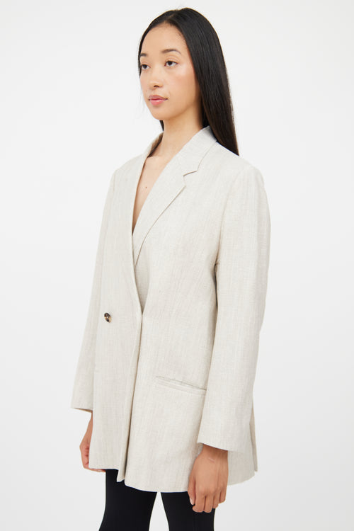 Totême Beige Wool 
Linen Double Breasted Blazer