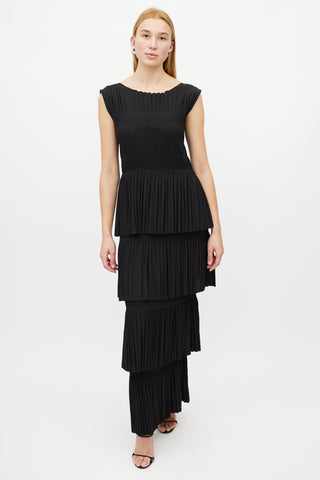 Totême Black Aramon Ruched Tiered Dress