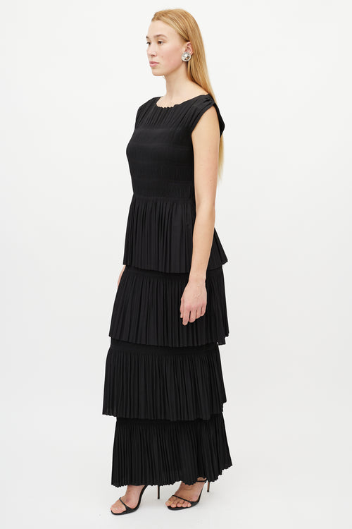 Totême Black Aramon Ruched Tiered Dress