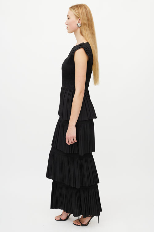 Totême Black Aramon Ruched Tiered Dress