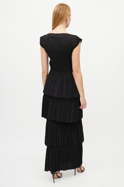 Totême Black Aramon Ruched Tiered Dress