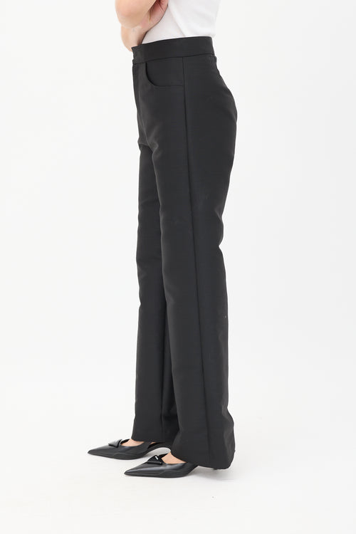 Toteme Black Cotton 
Wool Straight Leg Trousers