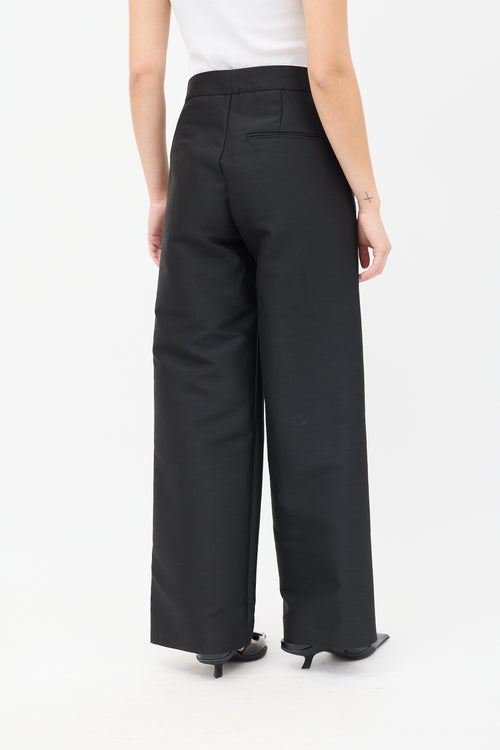 Toteme Black Cotton 
Wool Straight Leg Trousers