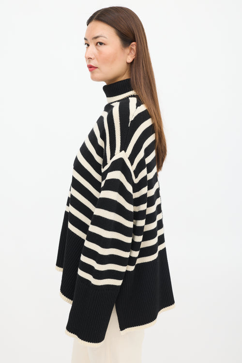 Toteme Black 
Cream Wool Striped Turtleneck