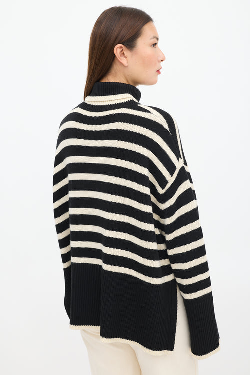 Toteme Black 
Cream Wool Striped Turtleneck