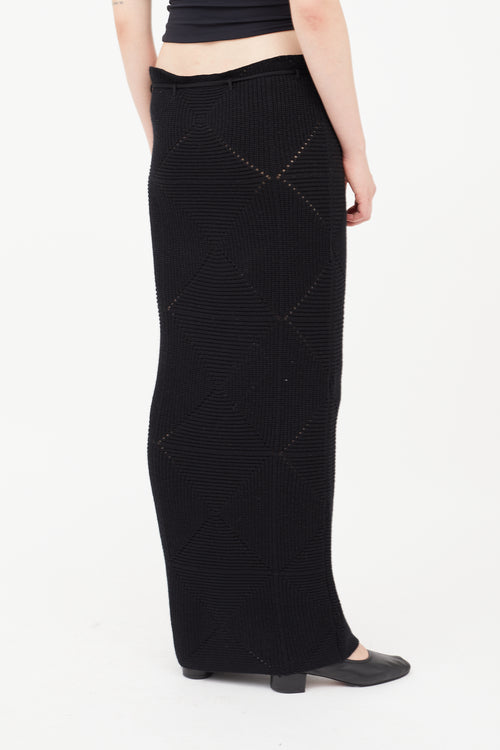 Totême Black Crochet Midi Skirt