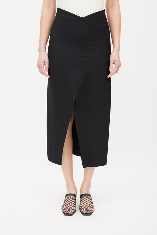 Totême Black Front Slit Midi Skirt