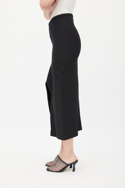 Totême Black Front Slit Midi Skirt