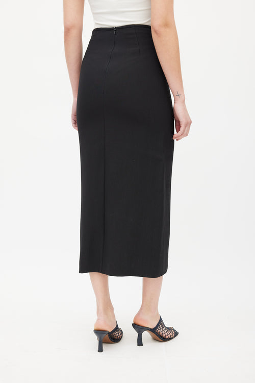 Totême Black Front Slit Midi Skirt