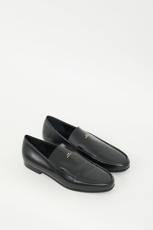 Toteme Black Leather Oval Loafer