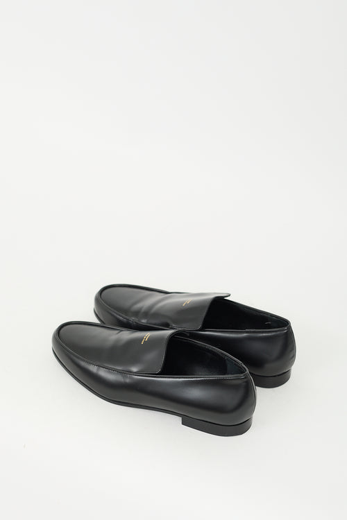 Toteme Black Leather Oval Loafer