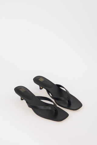 Toteme Black Leather The Flip Flop Heel