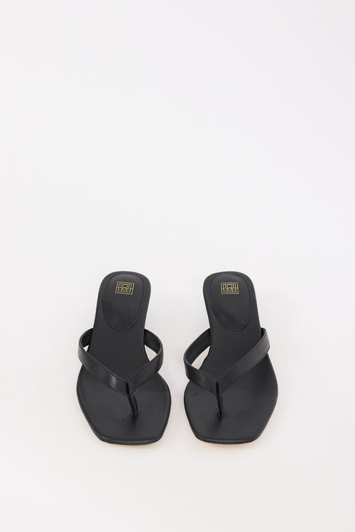 Toteme Black Leather The Flip Flop Heel