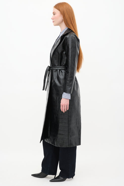 Toteme Black Mira Lacquered Trench Coat