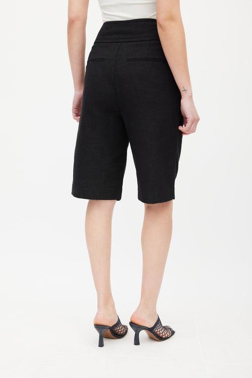 Totême Black Cotton Pleated Knee Short