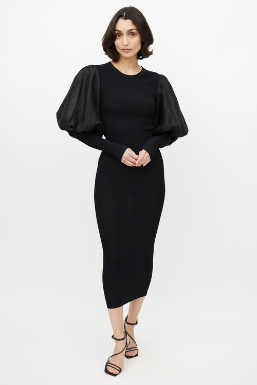 Totême Black Puff Sleeve Knit Dress