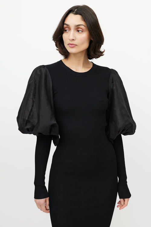 Totême Black Puff Sleeve Knit Dress