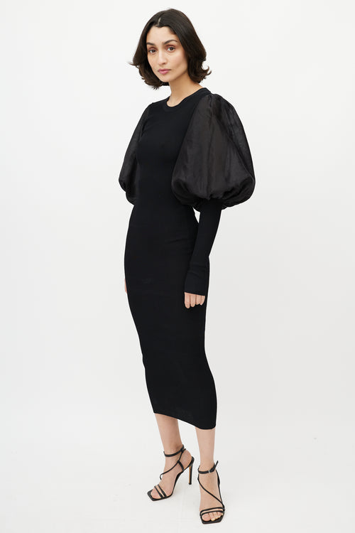 Totême Black Puff Sleeve Knit Dress