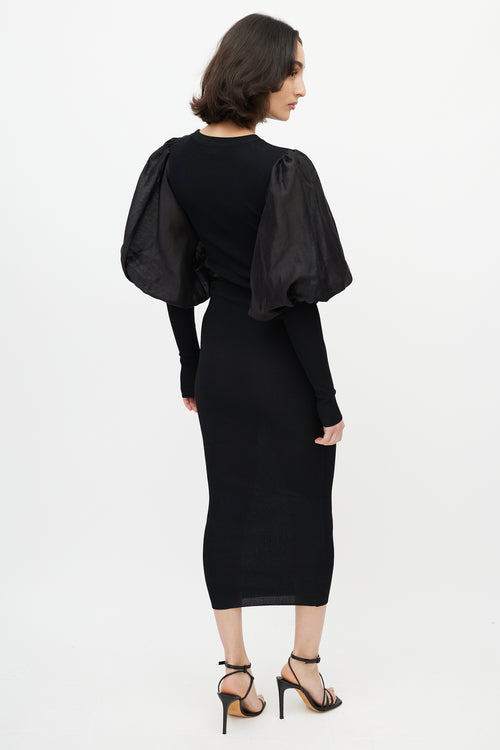 Totême Black Puff Sleeve Knit Dress