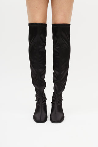 Totême Black Satin Knee High Boot