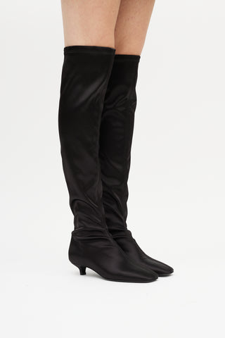 Totême Black Satin Knee High Boot