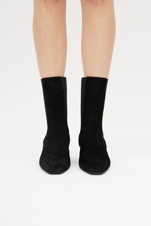 Totême Black Suede Kitten Heel Boot