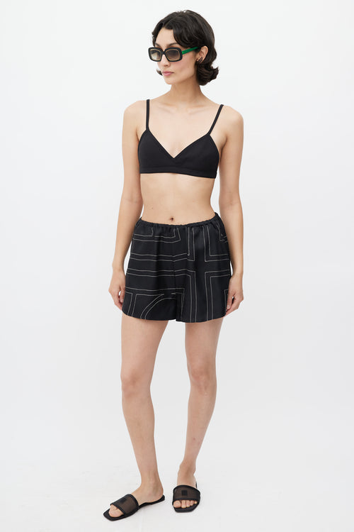 Totême Black 
White Embroidered Geometric Short