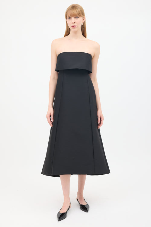 Toteme Black Wool 
Cotton Strapless A-Line Dress