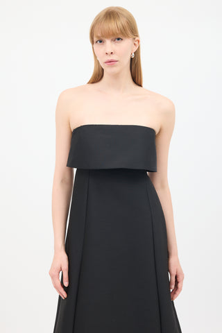 Toteme Black Wool 
Cotton Strapless A-Line Dress