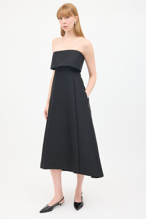 Toteme Black Wool 
Cotton Strapless A-Line Dress