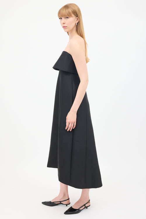 Toteme Black Wool 
Cotton Strapless A-Line Dress