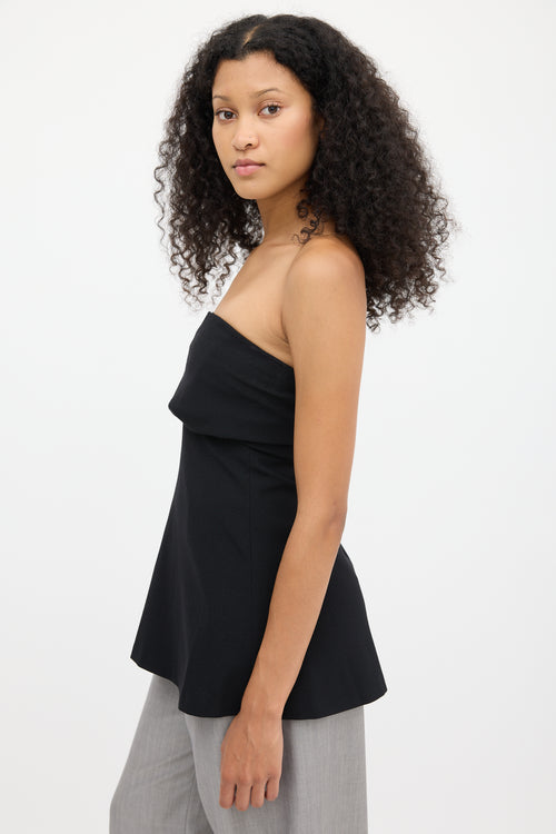 Toteme Black Wool Crepe Band Tube Top