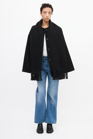 Toteme Black Wool Embroidery Scarf Jacket