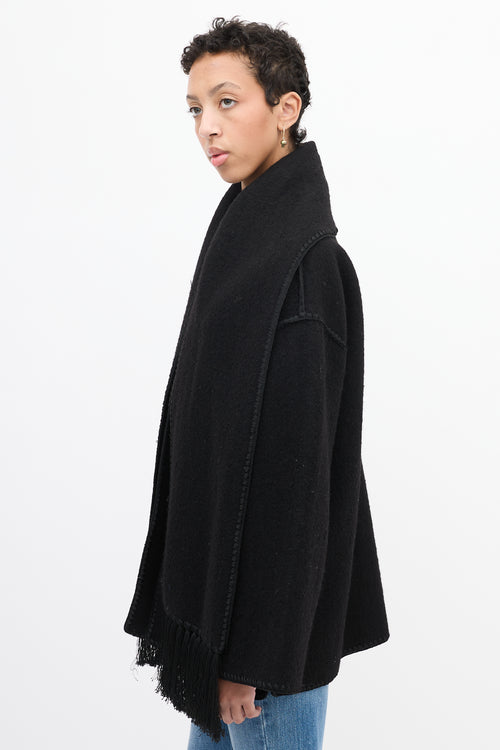 Toteme Black Wool Embroidery Scarf Jacket