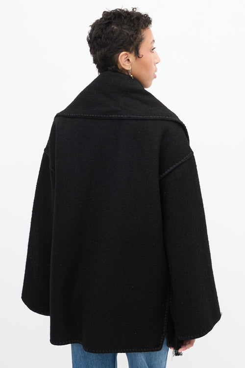 Toteme Black Wool Embroidery Scarf Jacket