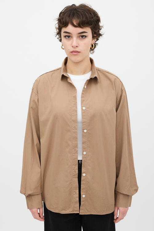 Toteme Brown Cotton Curved Hem Shirt