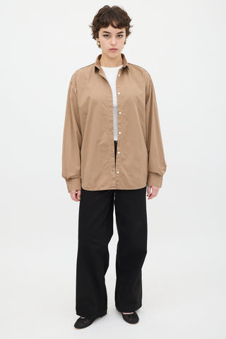 Toteme Brown Cotton Curved Hem Shirt