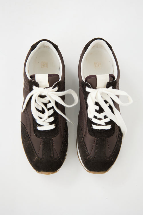 Toteme Brown Suede 
Nylon Sport Sneaker