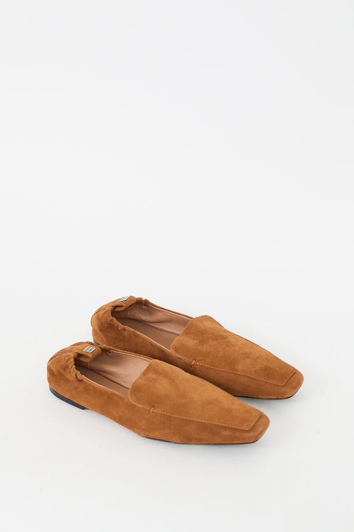 Toteme Brown Suede Square Toe Flat