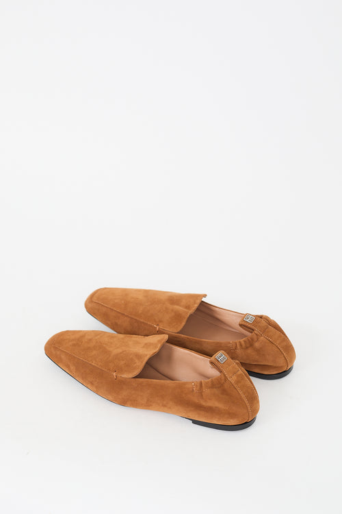 Toteme Brown Suede Square Toe Flat