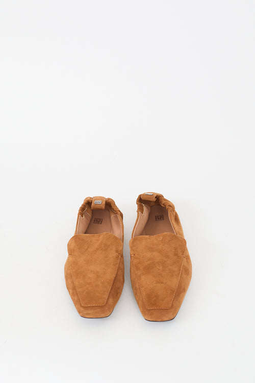 Toteme Brown Suede Square Toe Flat