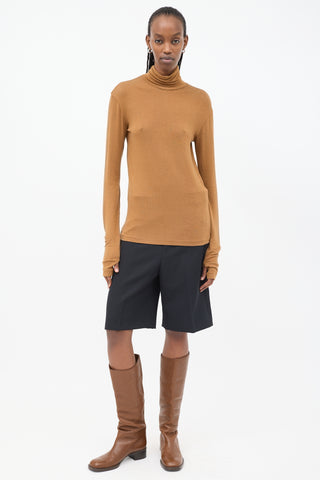 Toteme Brown Arenzano Jersey Turtleneck Top