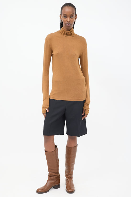 Toteme Brown Arenzano Jersey Turtleneck Top