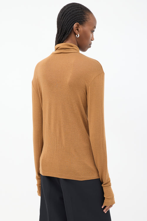 Toteme Brown Arenzano Jersey Turtleneck Top