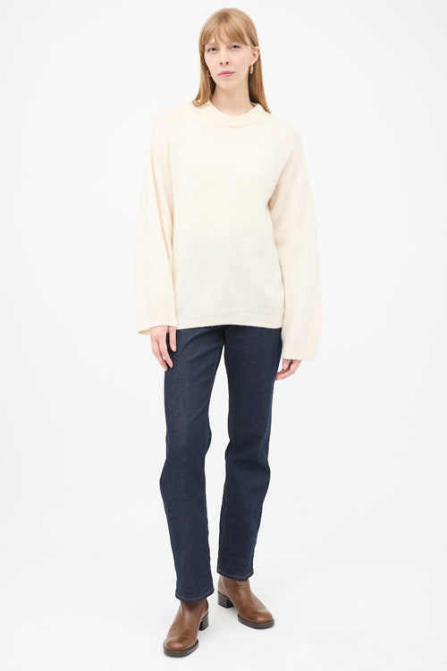 Toteme Cream Wool 
Cashmere Monogram Embroidery Sweater