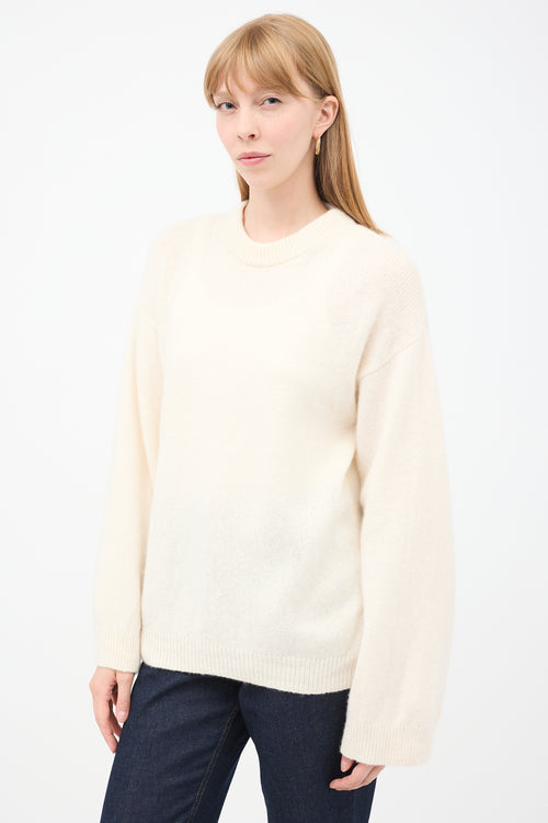 Toteme Cream Wool 
Cashmere Monogram Embroidery Sweater