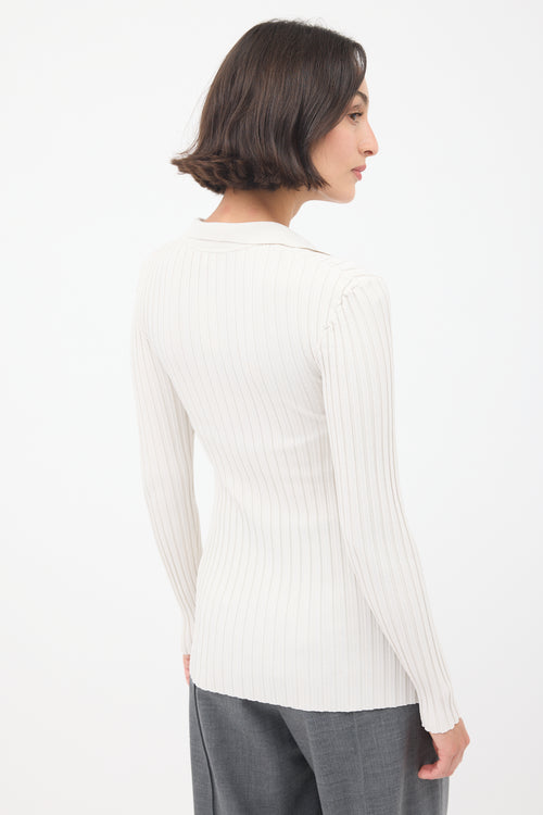 Toteme Cream Arradon Ribbed Knit Top