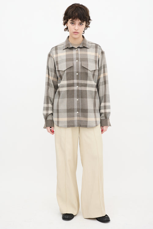 Toteme Grey 
Beige Plaid Novella Shirt